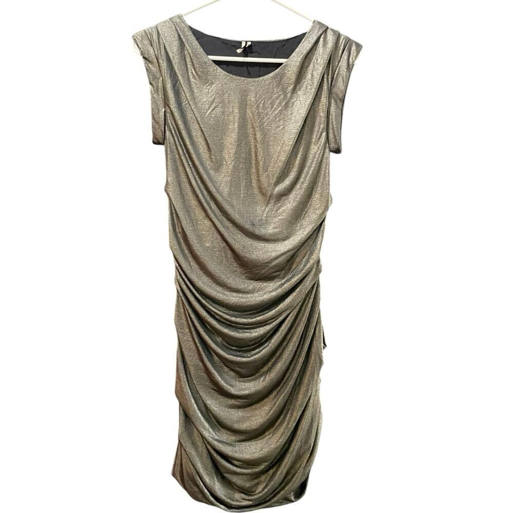Iro Silver Metallic Gathered Ruched Mini Dress Size 10